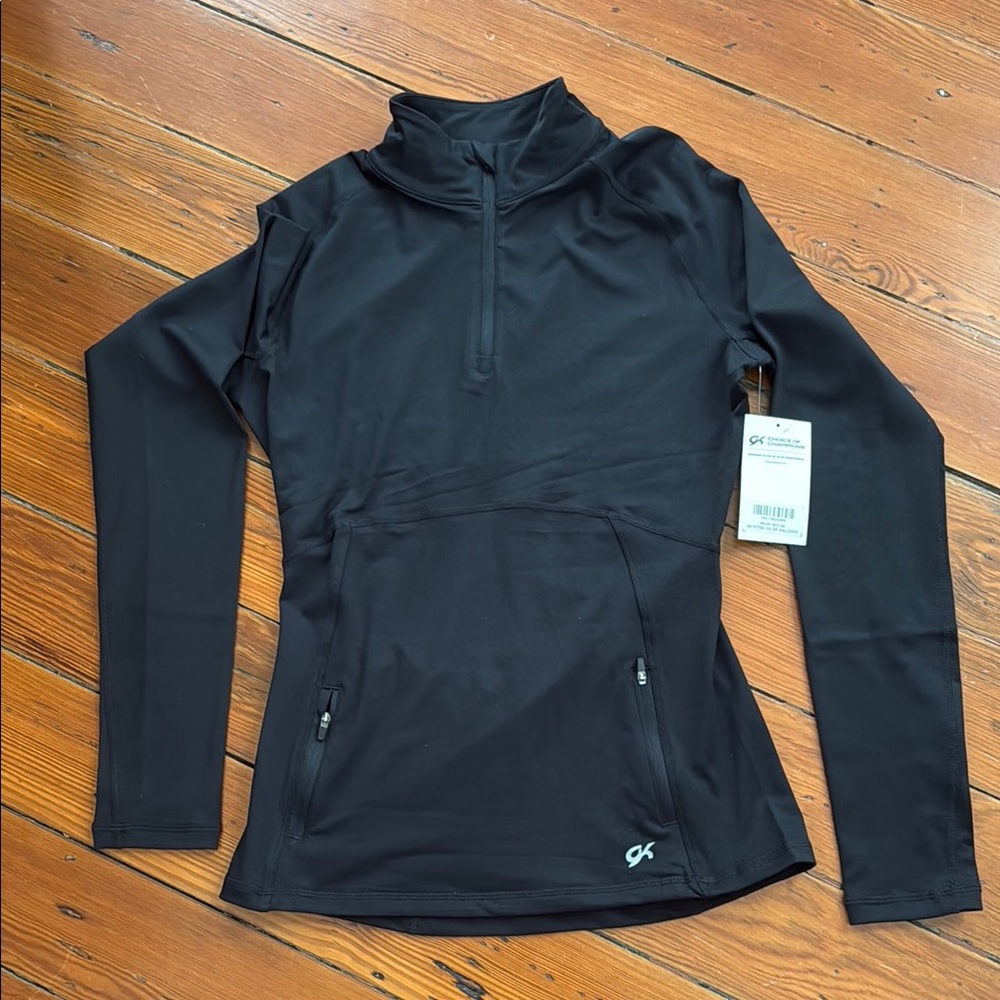 GK quarter zip Black pullover NWT